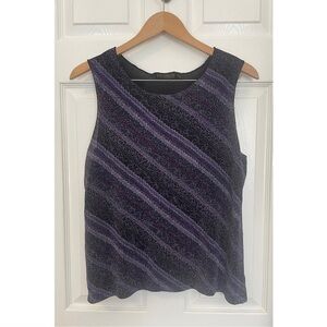 90s Vintage Tank Top Purple Black Sparkle Glitter Going Out Top Size Large L